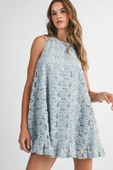 KAYDENCE FLOWER APPLIQUE SLEEVELESS DRESS