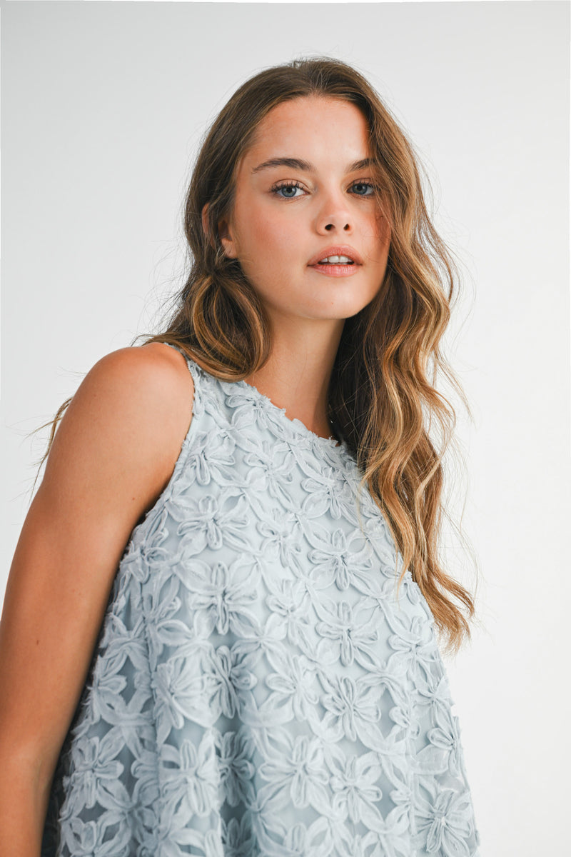 KAYDENCE FLOWER APPLIQUE SLEEVELESS DRESS