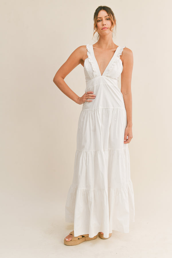 KARA RUFFLE DETAILED SHOULDER MAXI DRESS