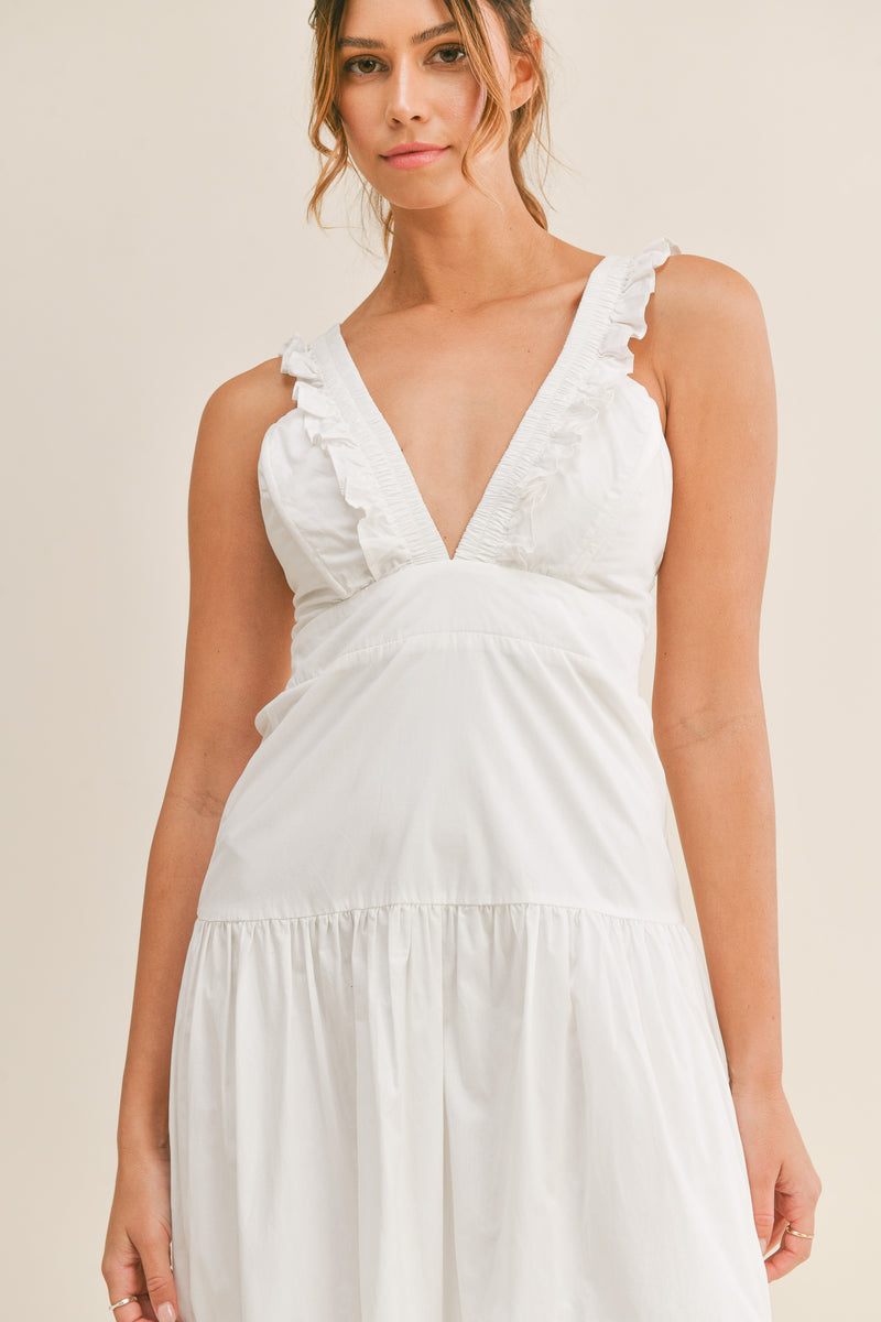 KARA RUFFLE DETAILED SHOULDER MAXI DRESS