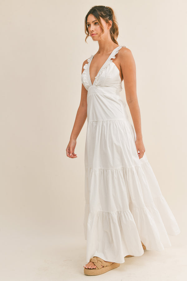 KARA RUFFLE DETAILED SHOULDER MAXI DRESS