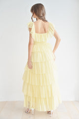 ABBY RUFFLE TIERED MAXI MESH DRESS