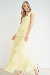 ABBY RUFFLE TIERED MAXI MESH DRESS