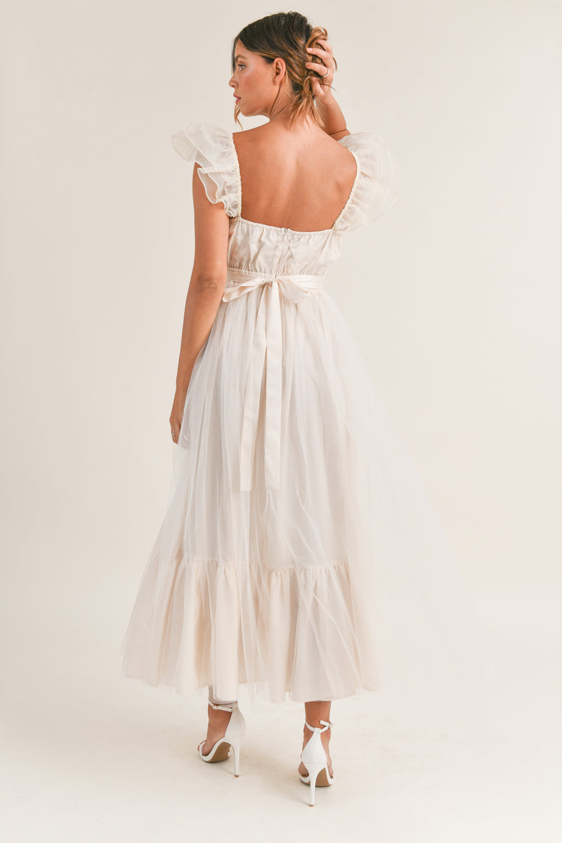 ERIKA ORGANZA FLORAL MAXI DRESS