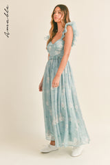 ERIKA ORGANZA FLORAL MAXI DRESS