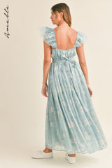 ERIKA ORGANZA FLORAL MAXI DRESS