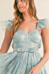 ERIKA ORGANZA FLORAL MAXI DRESS