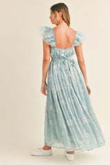ERIKA ORGANZA FLORAL MAXI DRESS