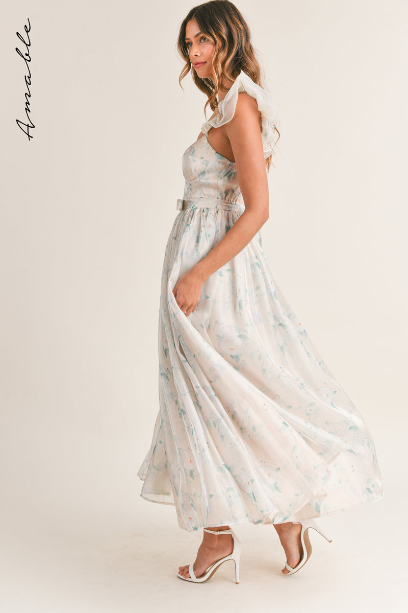 ERIKA ORGANZA FLORAL MAXI DRESS