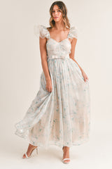 ERIKA ORGANZA FLORAL MAXI DRESS