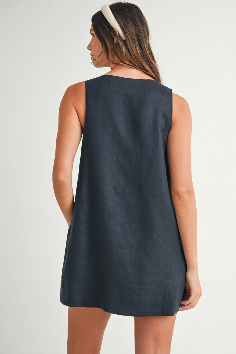 KAIA SCALLOP WITH LINEN MINI DRESS Mable Clothing KAIA SCALLOP WITH LINEN MINI DRESS Mable Clothing