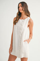 KAIA SCALLOP WITH LINEN MINI DRESS