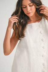 KAIA SCALLOP WITH LINEN MINI DRESS
