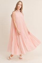 FRIDA PLEATED HALTER NECK MIDI DRESS