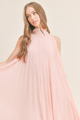 FRIDA PLEATED HALTER NECK MIDI DRESS