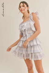 FLORA RUFFLED SHOULDER MINI DRESS