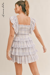 FLORA RUFFLED SHOULDER MINI DRESS