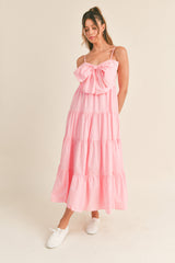 JAINA BOW TIERED MIDI DRESS