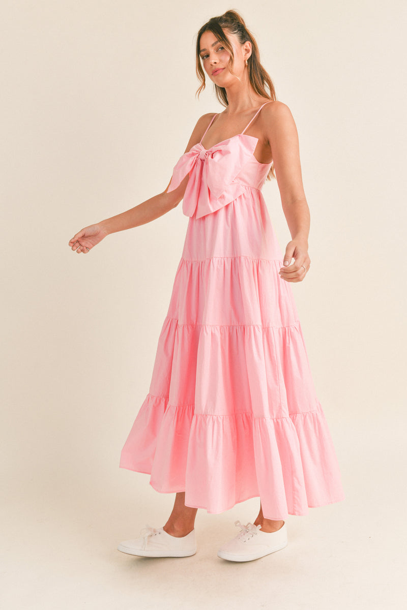 JAINA BOW TIERED MIDI DRESS