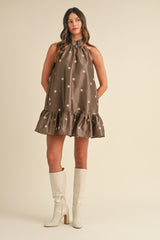 REINA POLKA DOT HALTER NECK MINI DRESS
