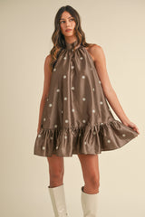 REINA POLKA DOT HALTER NECK MINI DRESS