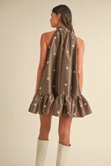 REINA POLKA DOT HALTER NECK MINI DRESS