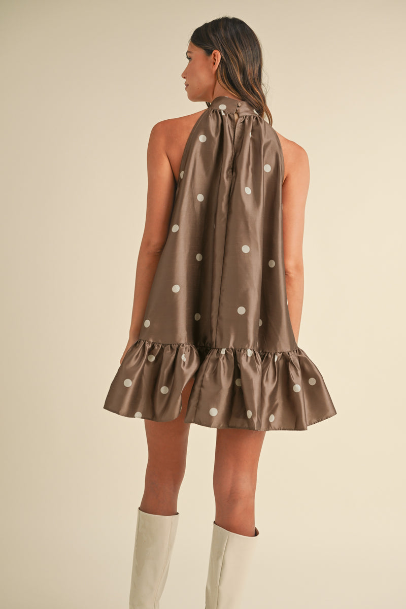 REINA POLKA DOT HALTER NECK MINI DRESS