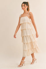 BAILEE RUFFLE TIERED MIDI DRESS