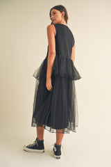 TALIA TULLE CONTRASTED MIDI DRESS