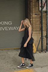 TALIA TULLE CONTRASTED MIDI DRESS
