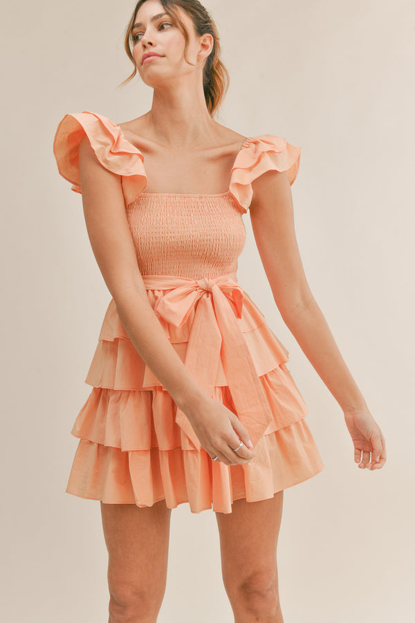 MELODY TIERED RUFFLE MINI DRESS