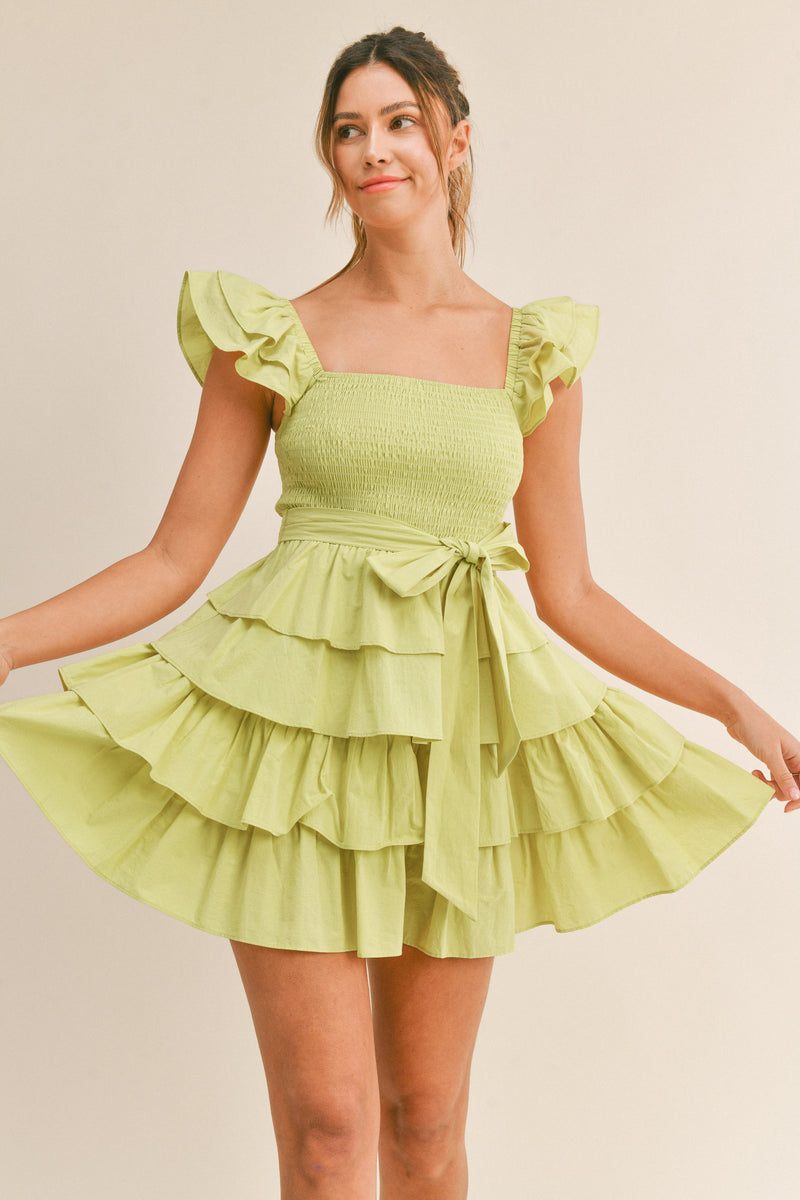 CARLY TIERED RUFFLE MINI DRESS