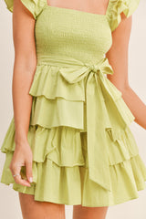 CARLY TIERED RUFFLE MINI DRESS