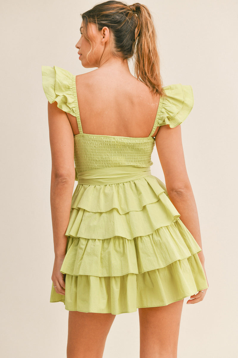 CARLY TIERED RUFFLE MINI DRESS