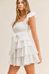 CARLY TIERED RUFFLE MINI DRESS