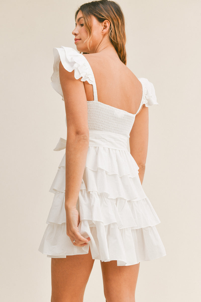 CARLY TIERED RUFFLE MINI DRESS