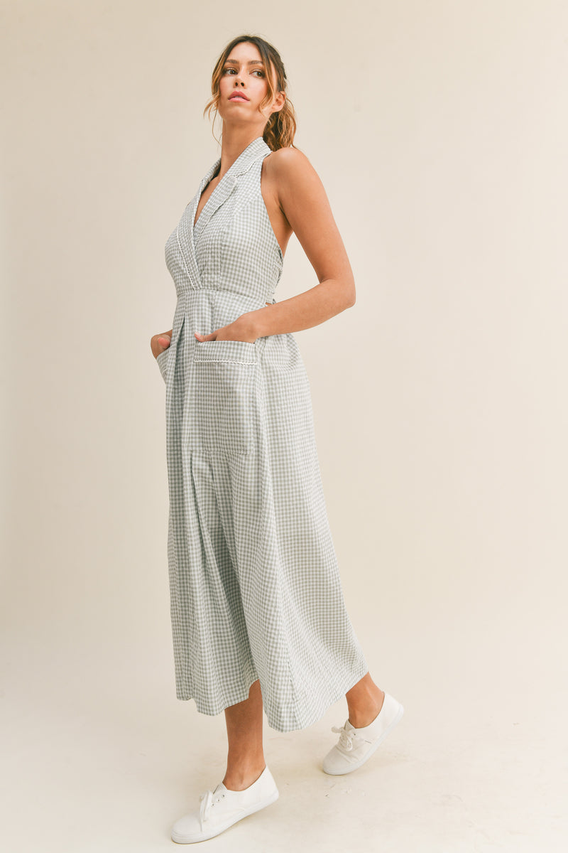 HADLEIGH HALTER NECK MIDI DRESS