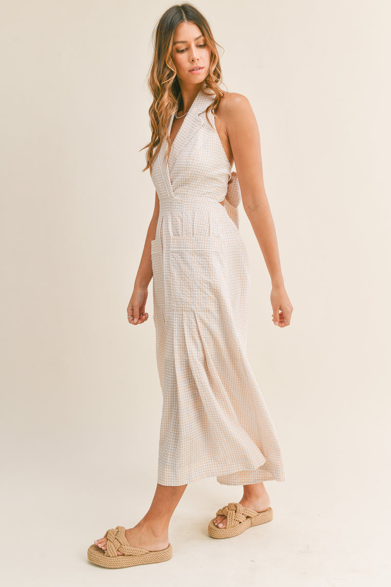 HADLEIGH HALTER NECK MIDI DRESS