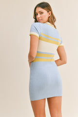 SAMANTHA STRIPED KNIT MINI DRESS