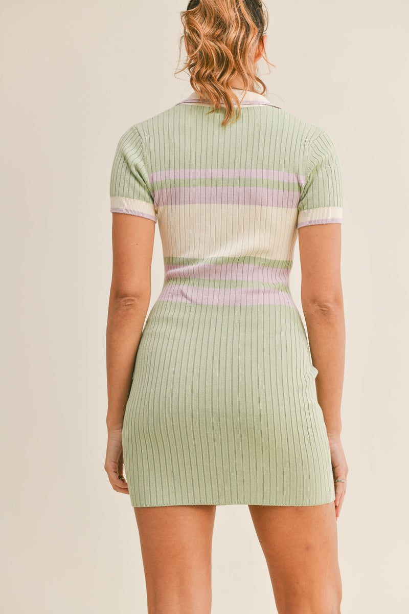 SAMANTHA STRIPED KNIT MINI DRESS