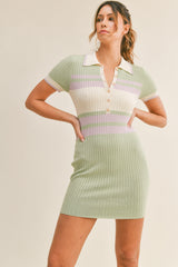 SAMANTHA STRIPED KNIT MINI DRESS