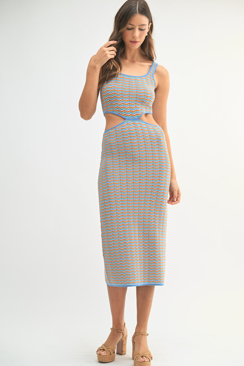 knit chevron dress GUESS Women's Eco Sleeveless Vera Chevron Lace Back Dress
