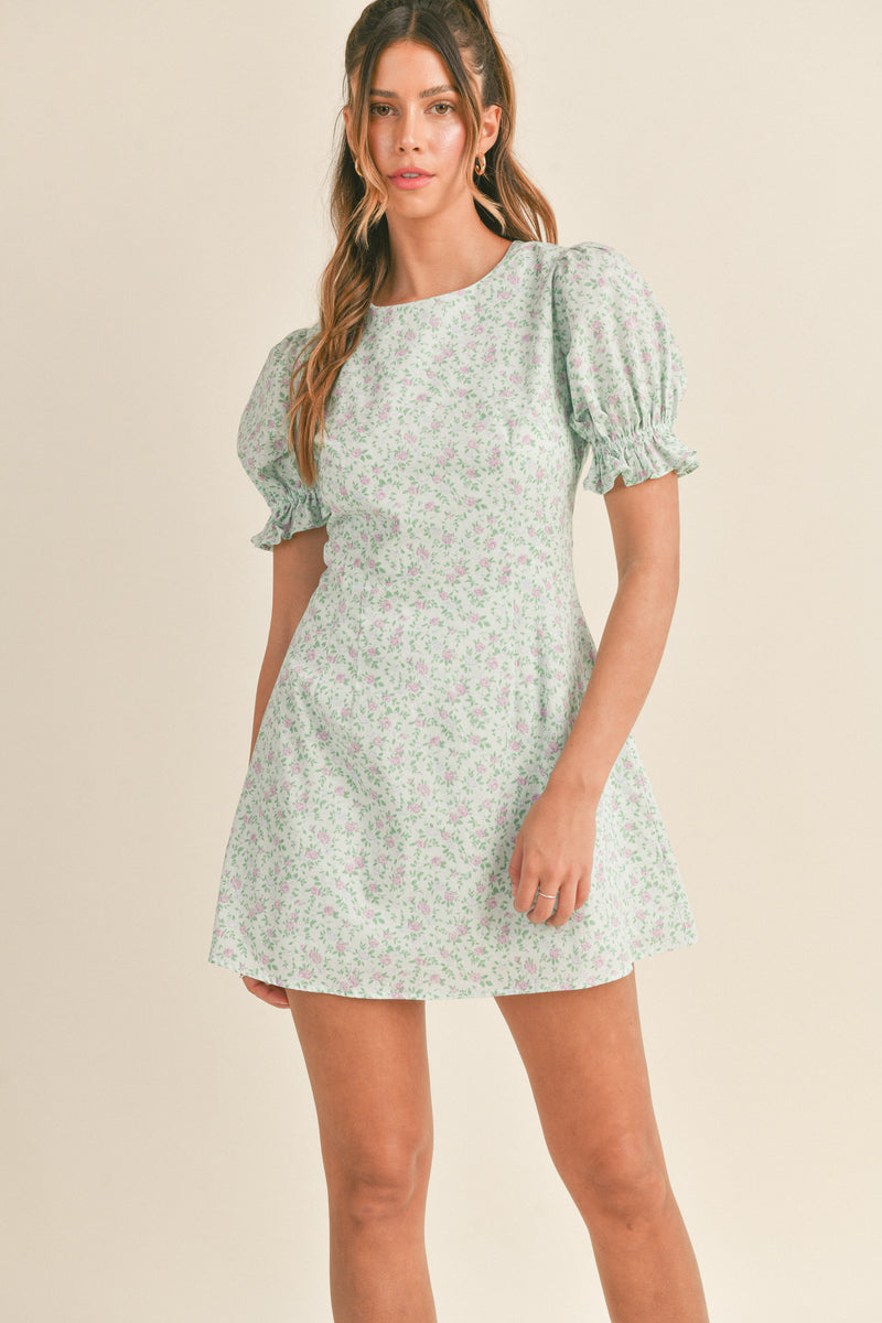 CALI PUFFED SLEEVE MINI DRESS