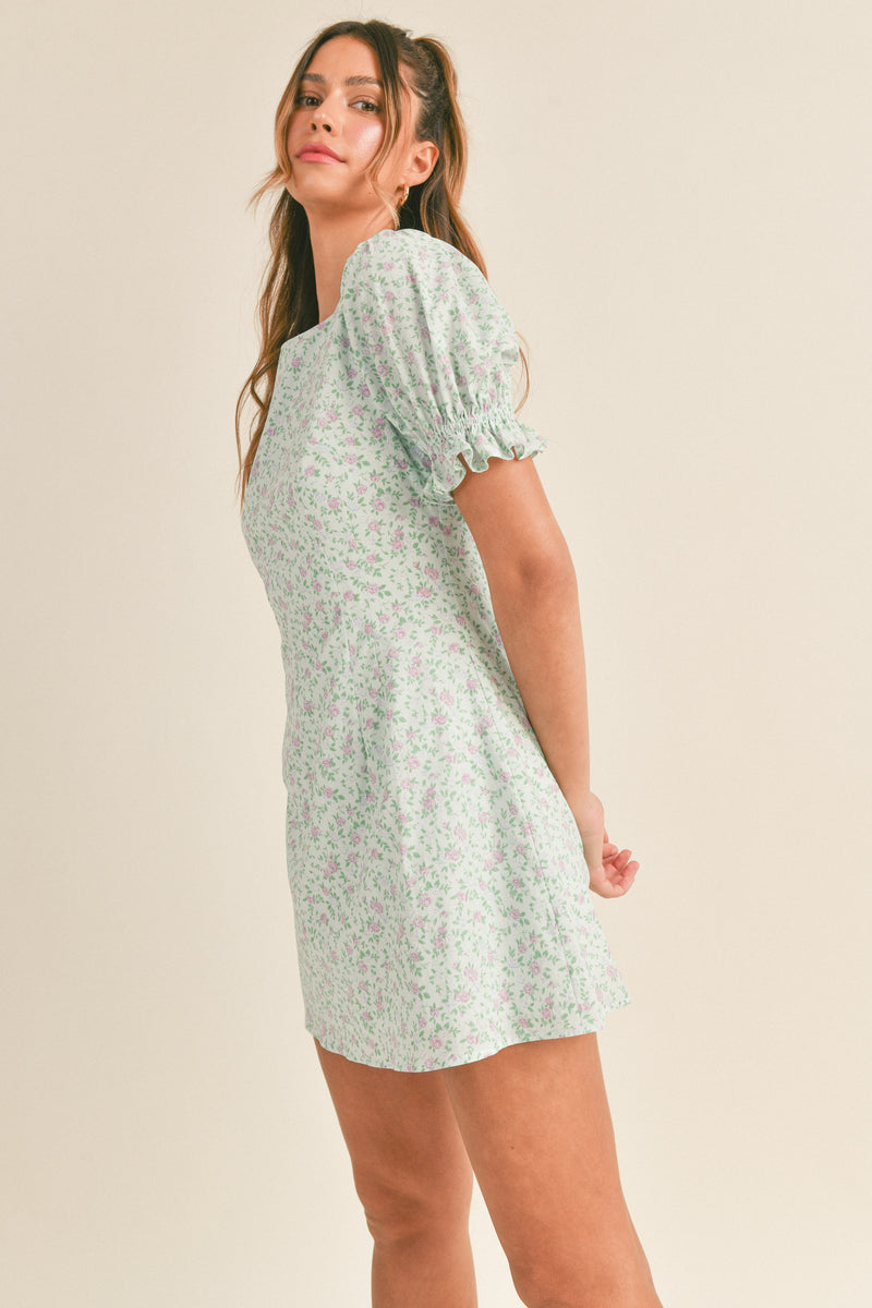 CALI PUFFED SLEEVE MINI DRESS