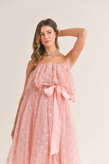 JACQUELINE POLKA DOT RUFFLE MIDI DRESS