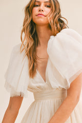 NURIA TAILED BACK TULLE MINI DRESS