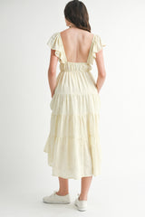ELLIE BOW EMBROIDERED RUFFLED DRESS