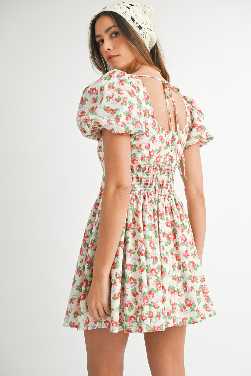 ANTONELLA SQUARE NECK LINE FLORAL MINI DRESS Mable Clothing ANTONELLA SQUARE NECK LINE FLORAL MINI DRESS Mable Clothing