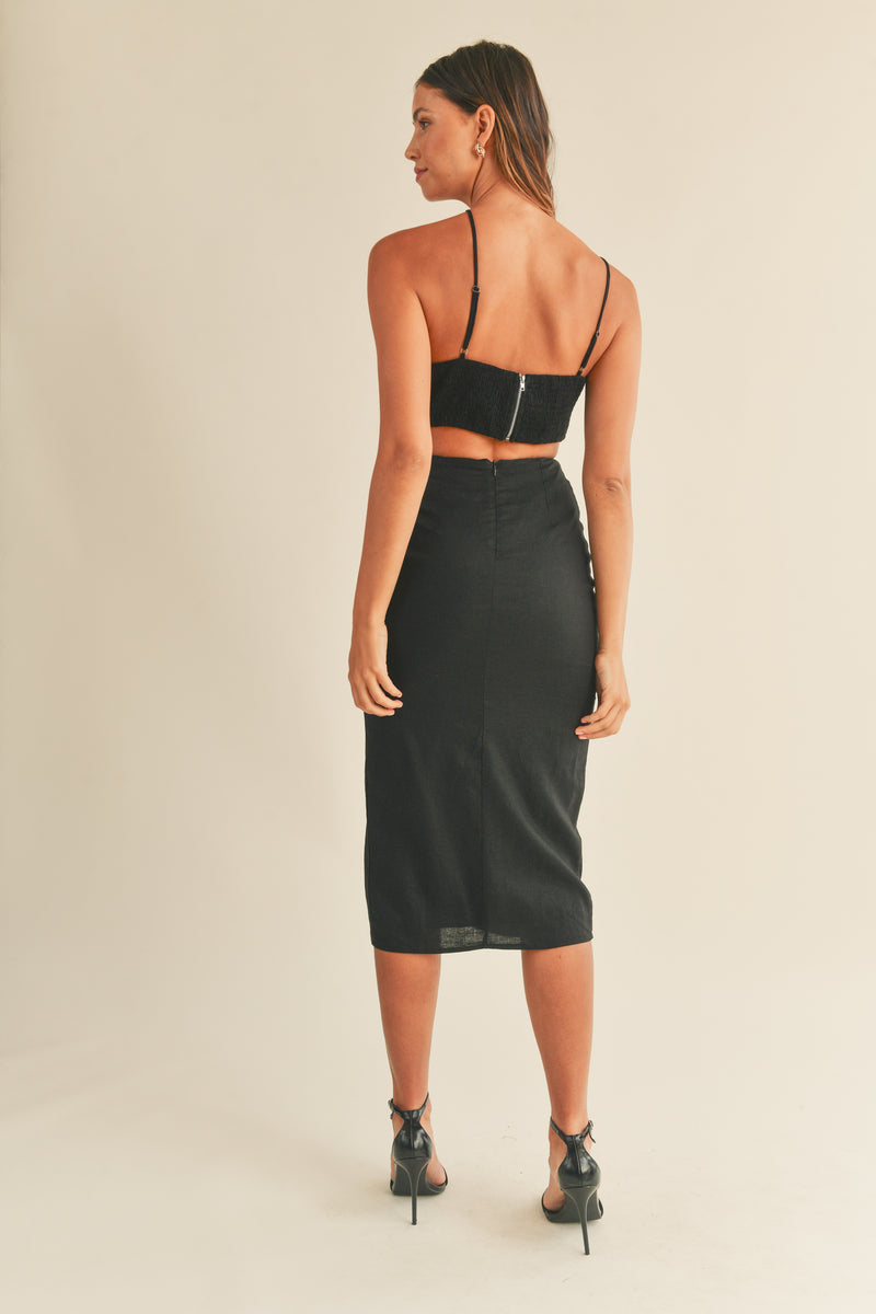 MIGNON ONE STRAP CUT OUT MIDI DRESS