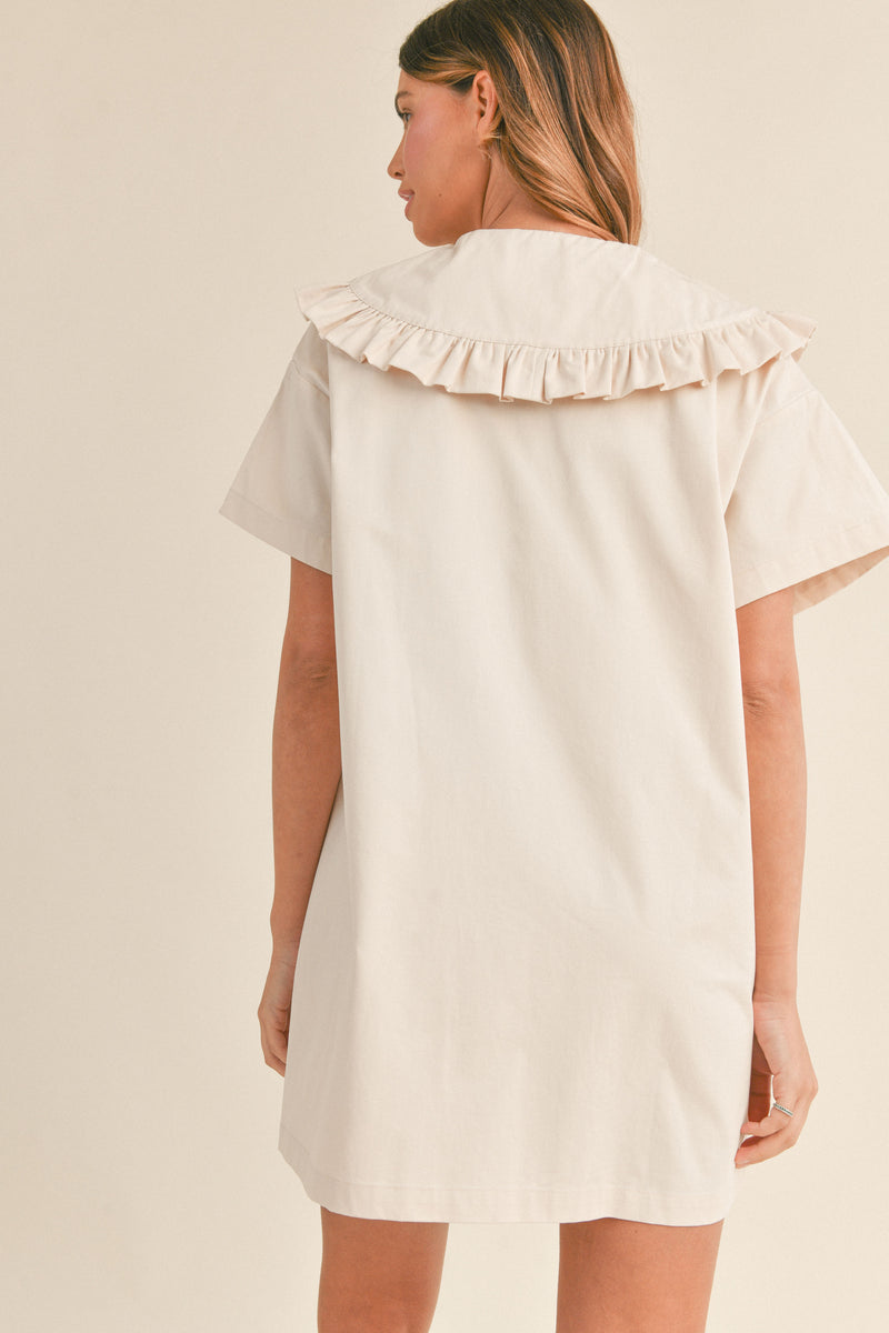 NOEMI RUFFLE DETAIL SAILOR COLLAR MINI DRESS